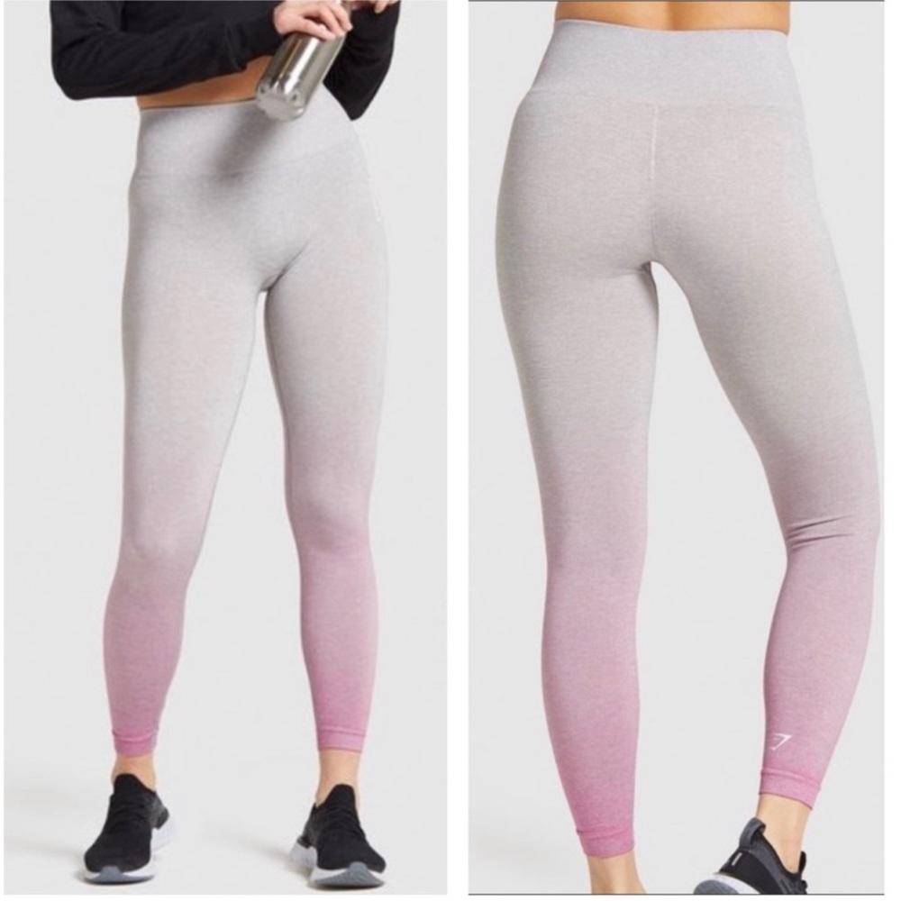 NWT Gymshark Adapt Ombre Seamless Leggings - Light Grey Marl/Pink - XS